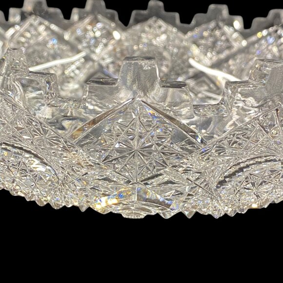 American Brilliant Period ABP Clark Prima Donna Low Cut Glass Bowl Castle Rim - Picture 5 of 16